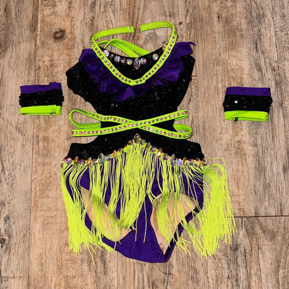 Vibrant Purple and Neon Dance Costume